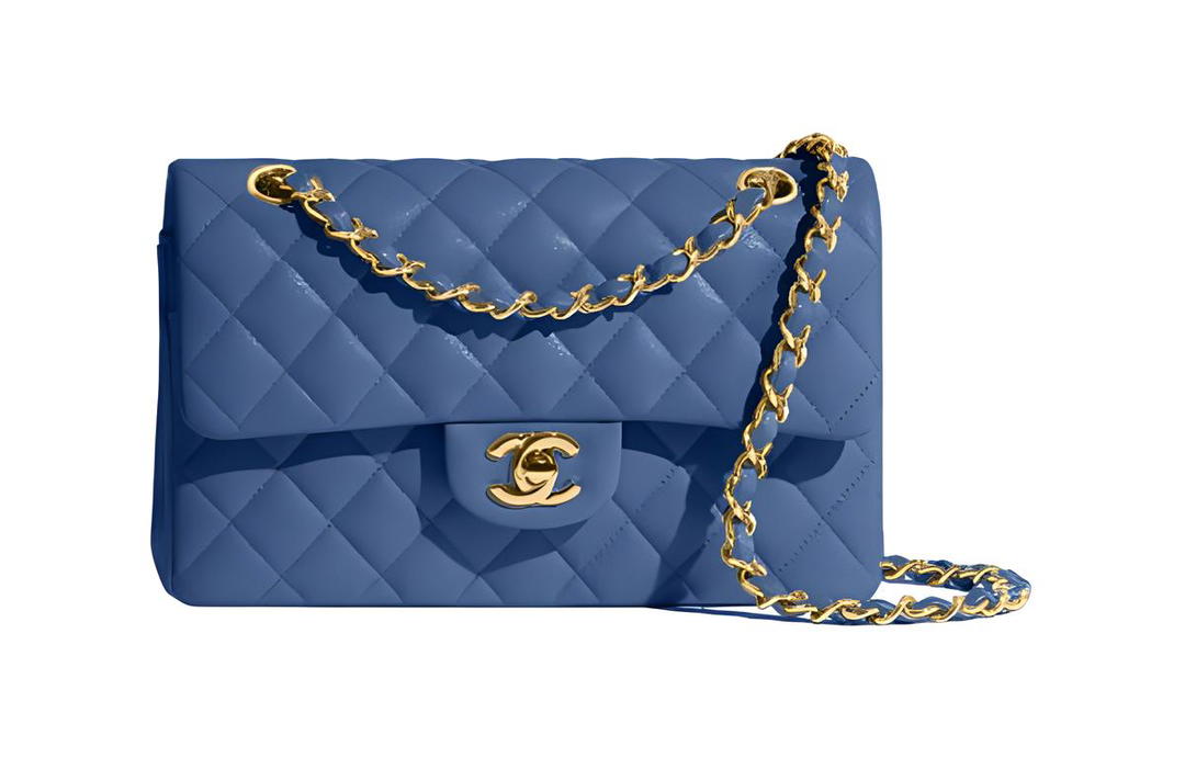 Chanel Chanel Classic Flap CF Grained Calfskin Mouth Cover Bag Crossbody Bag Regular Women's Blue