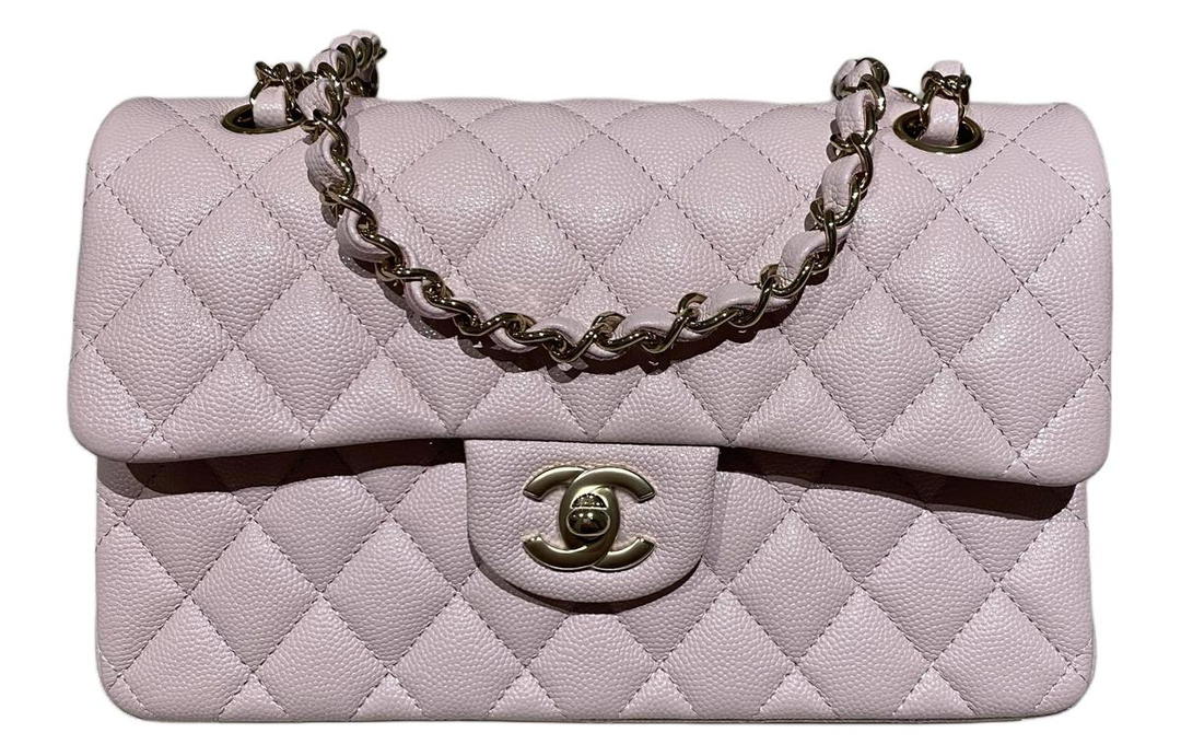 Chanel Chanel Classic Flap CF Grained Calfskin Shoulder Bag Crossbody Bag Small Size Women's Cherry Blossom Pink