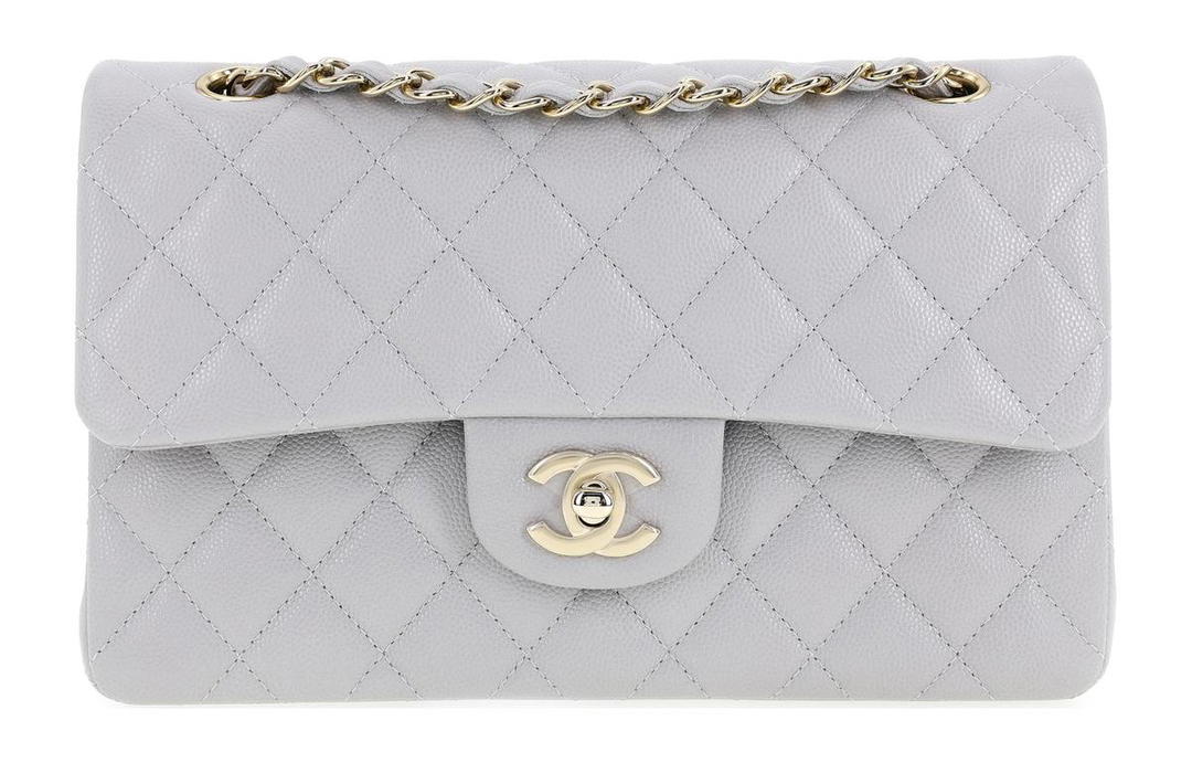 Chanel Chanel Classic Flap CF Calfskin Shoulder Bag, Crossbody Bag Small Size Women's Gray