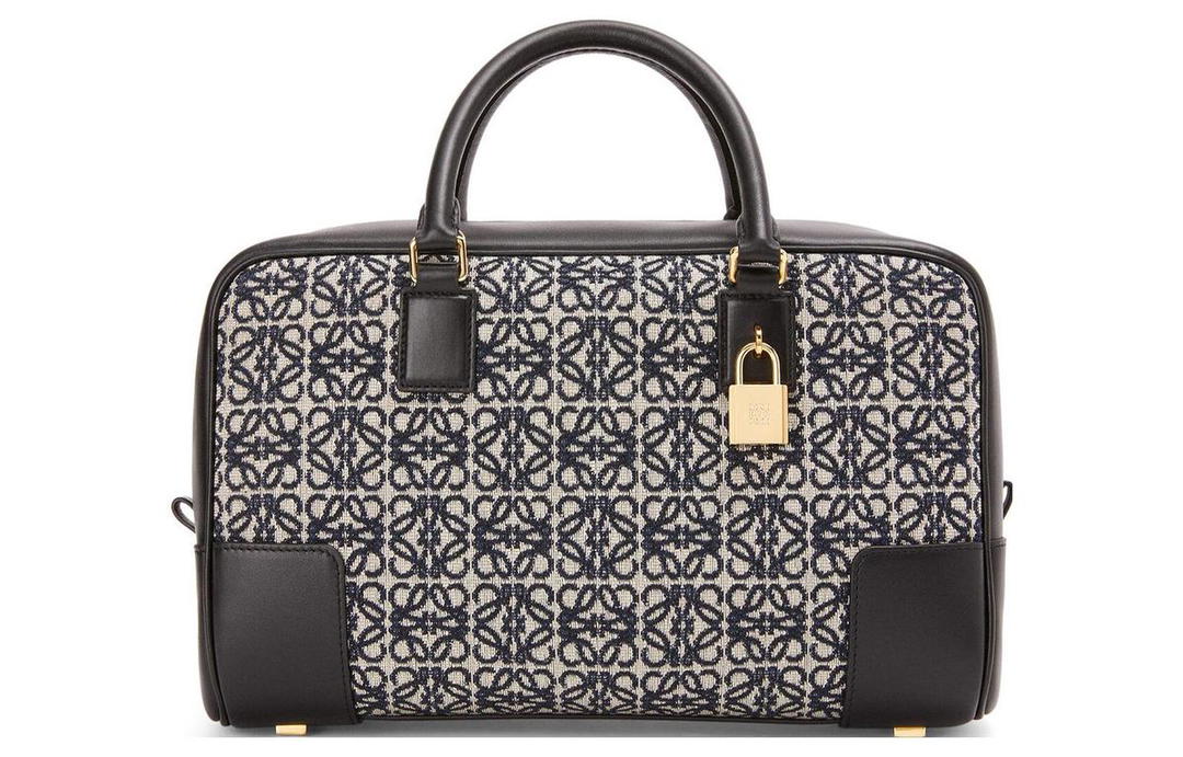 Loewe Loewe Calfskin Canvas Crossbody Handbag Shoulder Bag Medium Size Women's Blue