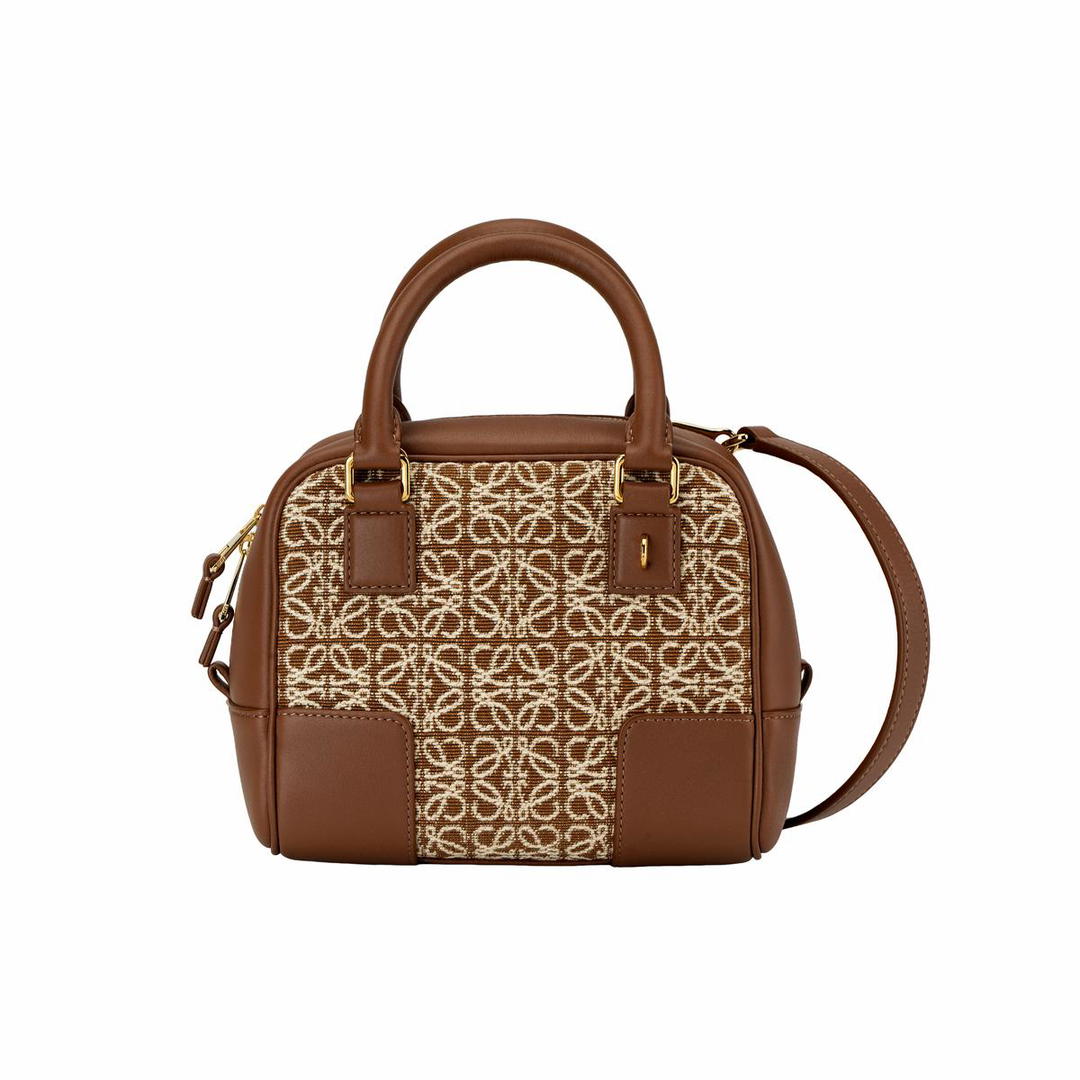 Loewe LOEWE Amazona Jacquard Fabric With Cow Leather Shoulder Bag Crossbody Bag Handbag Mini Women's Brown