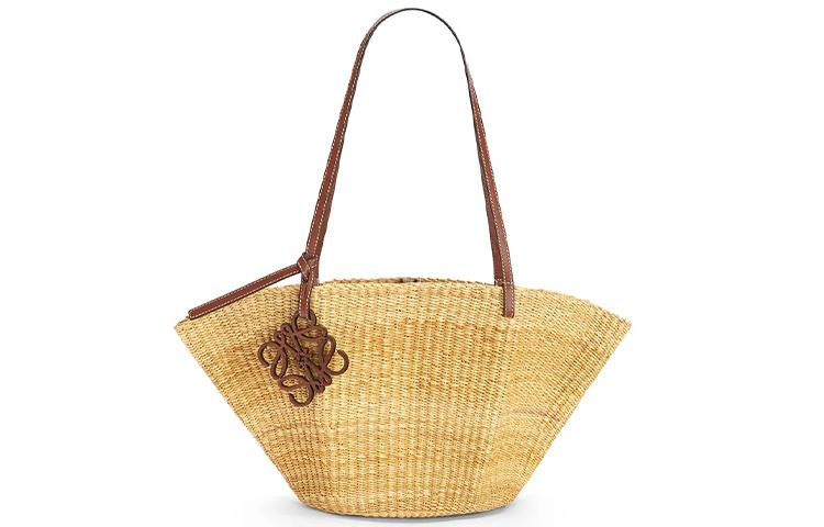 Loewe Loewe Elephant Grass With Calfskin Handbag, Shoulder Bag Women's Natural