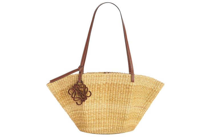 Loewe LOEWE Basket Straw Woven Vacation Bag One Shoulder Handbag Regular Women's Beige