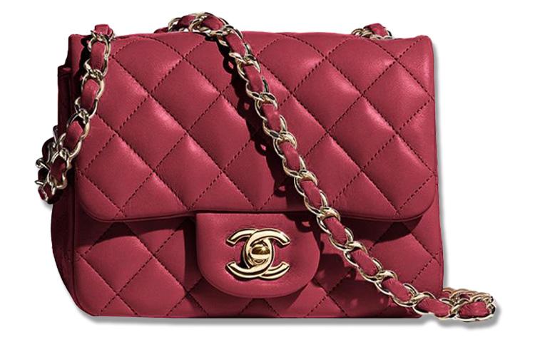 Chanel Chanel Classic Flap CF Lambskin Shoulder Bag Crossbody Bag Mini Women's Burgundy
