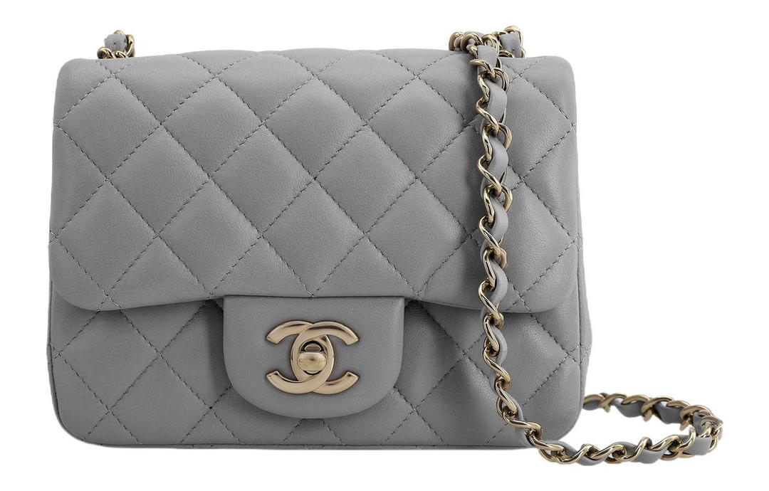 Chanel Chanel Classic Flap CF Lambskin Shoulder Bag Crossbody Bag Mini Women's Silver Gray
