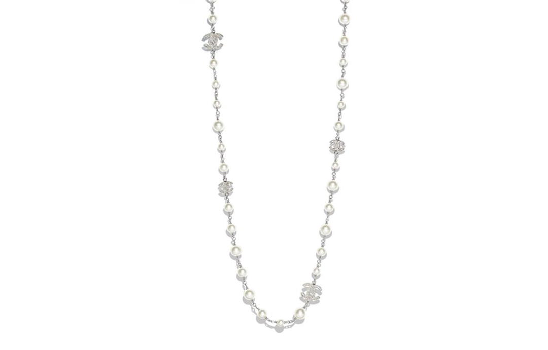Chanel Chanel Mother Of Pearl Necklaces Women's Silver White