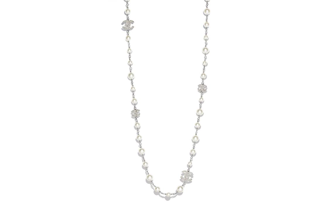 Chanel Chanel Mother Of Pearl Necklaces Women's Silver White