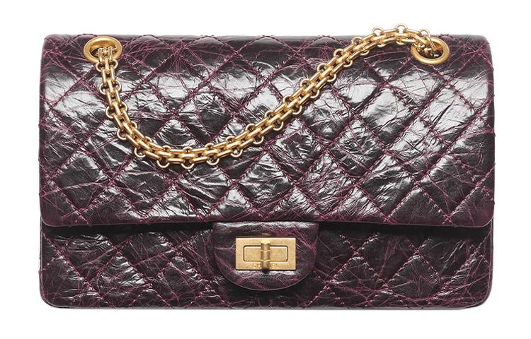 Chanel Chanel 2.55 Calfskin Handbag Shoulder Bag Crossbody Bag Women's Dark Purple Red