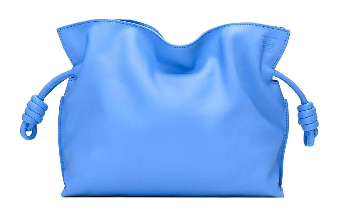 Loewe Loewe Flamenco Napa Calf Leather One Shoulder Clutch Large Size Women's Blue