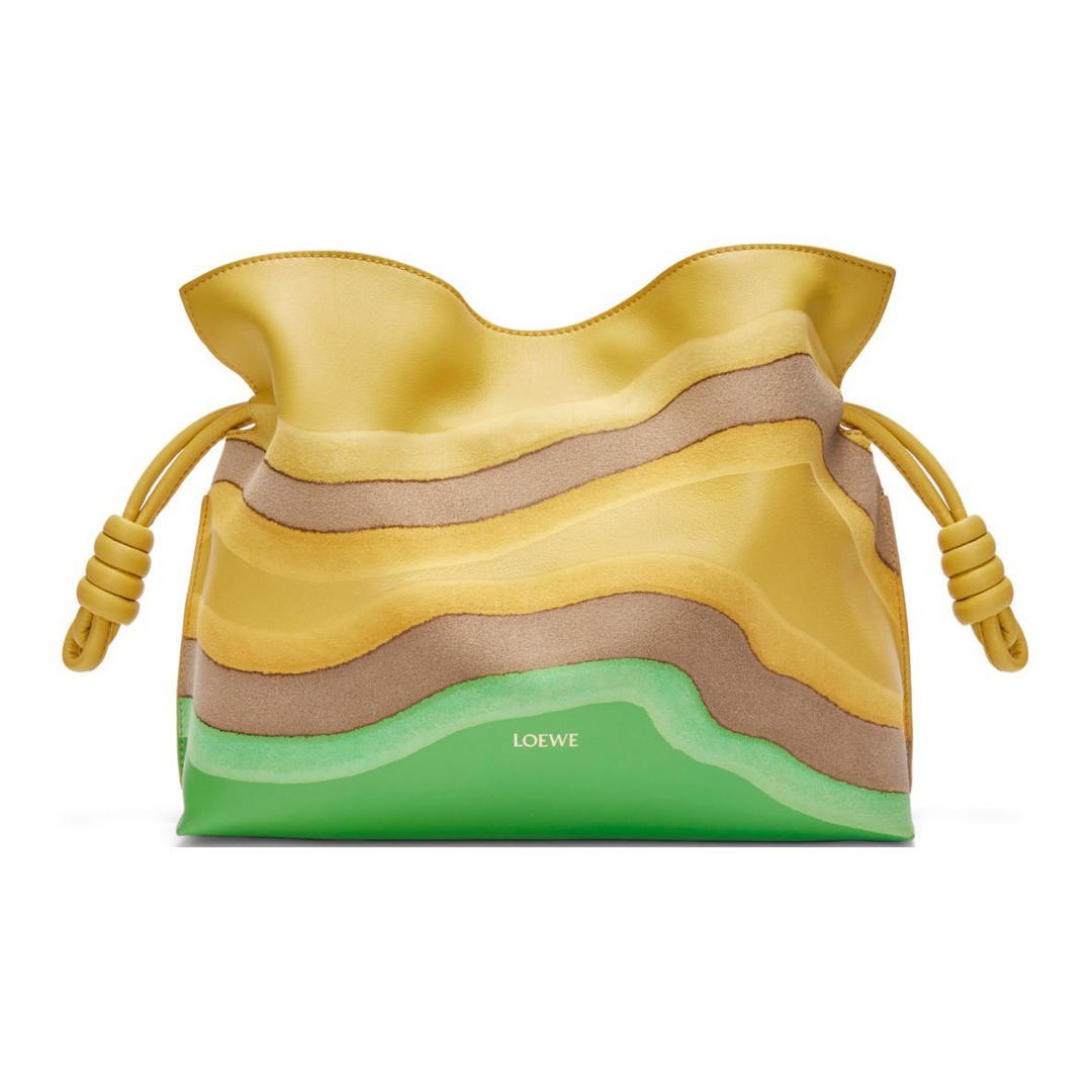 Loewe Loewe Flamenco Leather Clutch Women's Yellow & Multicolor