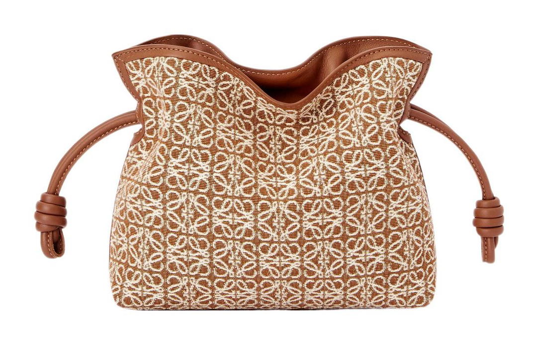 Loewe Loewe Mini Flamenco Clutch In Anagram Jacquard And Calfskin Tan/Pecan