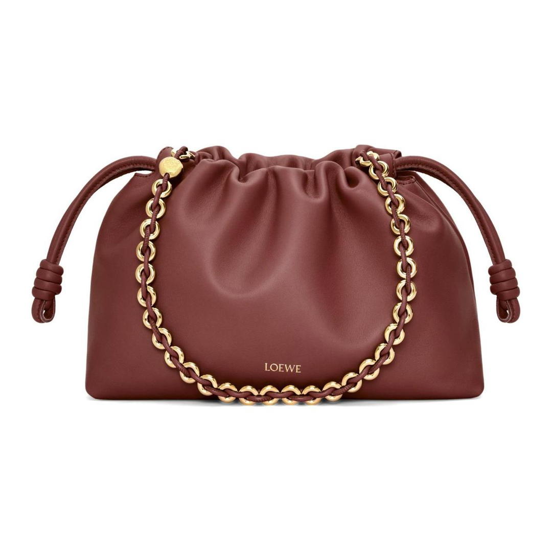 Loewe Loewe Flamenco Soft Nappa Lambskin Handheld Crossbody Bag Shoulder Bag Medium Size Women's Dark Brown