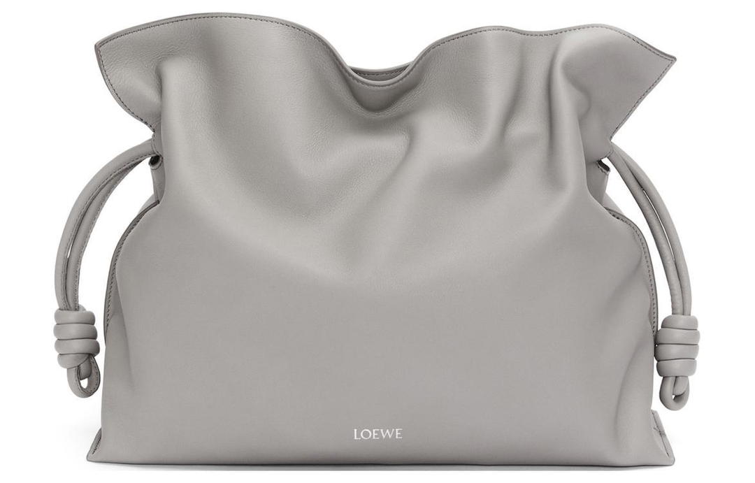 Loewe Loewe Napa Calf Leather Clutch Bag Over The Shoulder Large Size Women's Pearl Gray