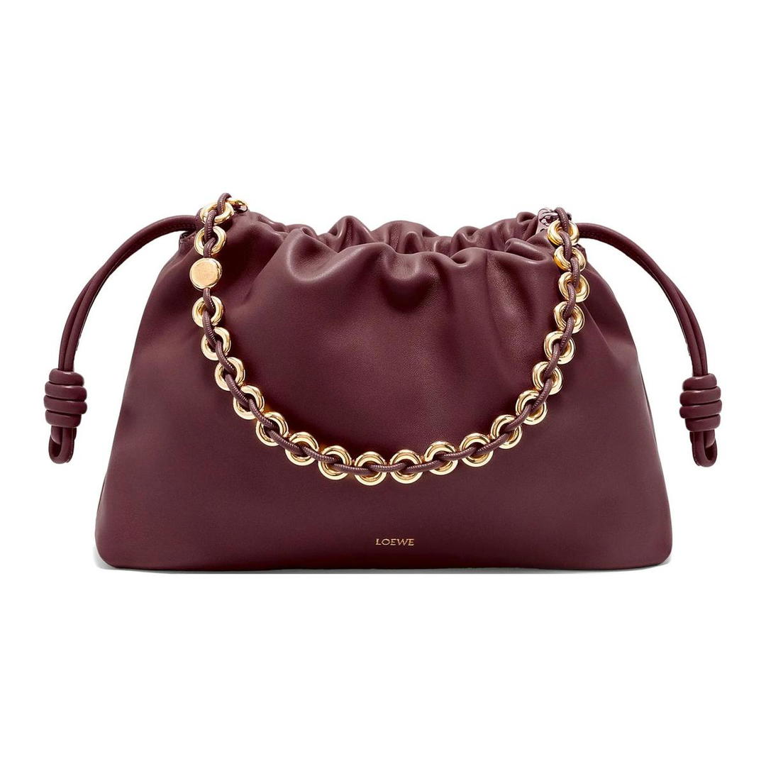 Loewe Loewe Flamenco Soft Nappa Sheep Leather Clutch Large Size Women's Burgundy
