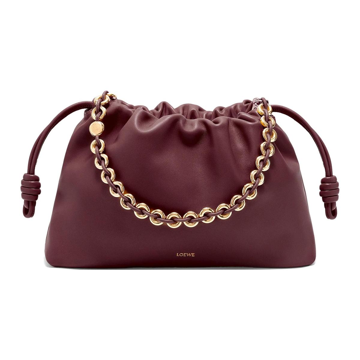 Loewe Loewe Flamenco Soft Nappa Sheep Leather Clutch Large Size Women's Burgundy
