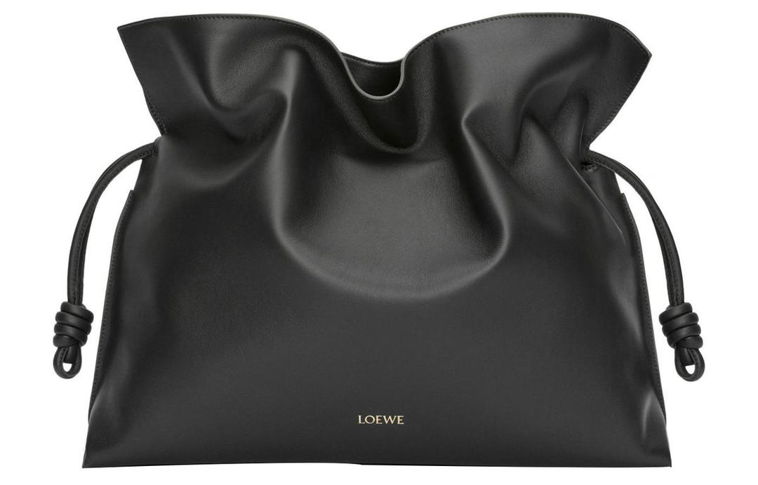 Loewe Loewe Flamenco Napa Calf Leather Portable One Shoulder Clutch Extra Large Women's Black