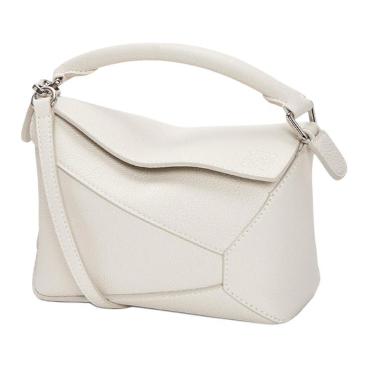 Loewe Loewe Puzzle Soft Grain Calfskin Puzzle Bag, Shoulder Bag, Crossbody Bag, Handbag Mini Women's White