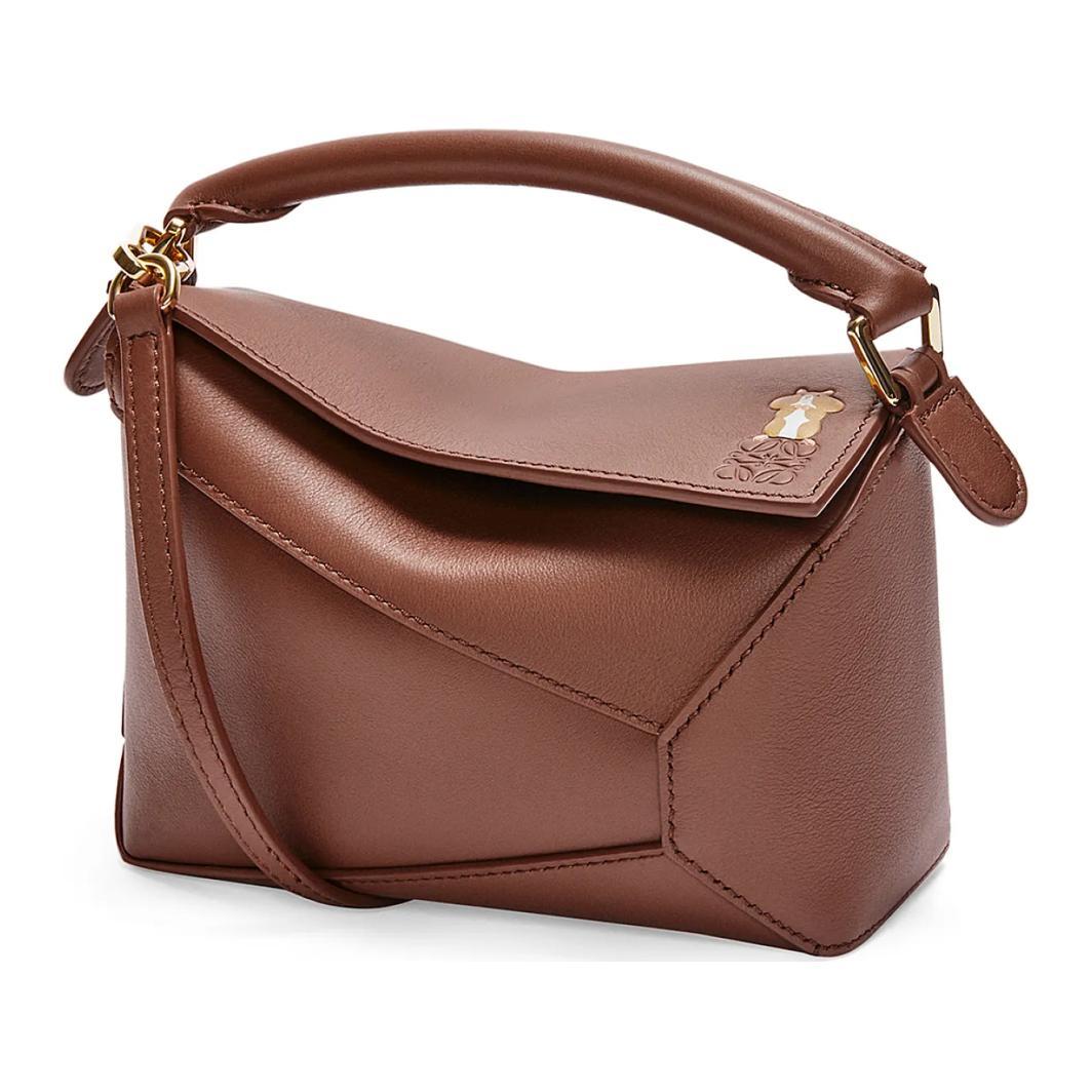 Loewe Loewe Suna Fujita Collaboration Puzzle Nappa Cow Leather Shoulder Bag Crossbody Bag Handbag Mini Women's Cigar Color