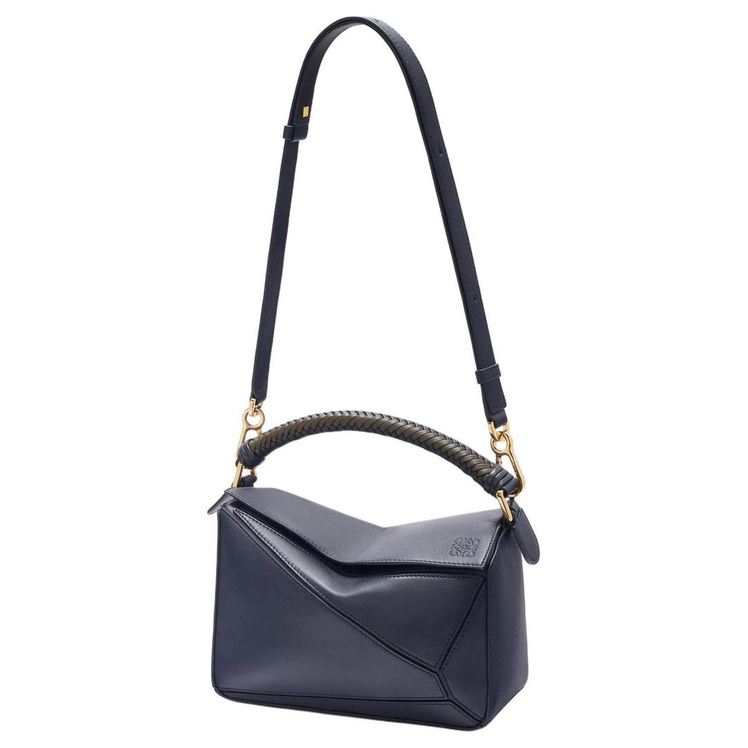 Loewe Loewe Puzzle Calfskin One Shoulder Handbag Small Size Women's Deep Ink & Dark Khaki