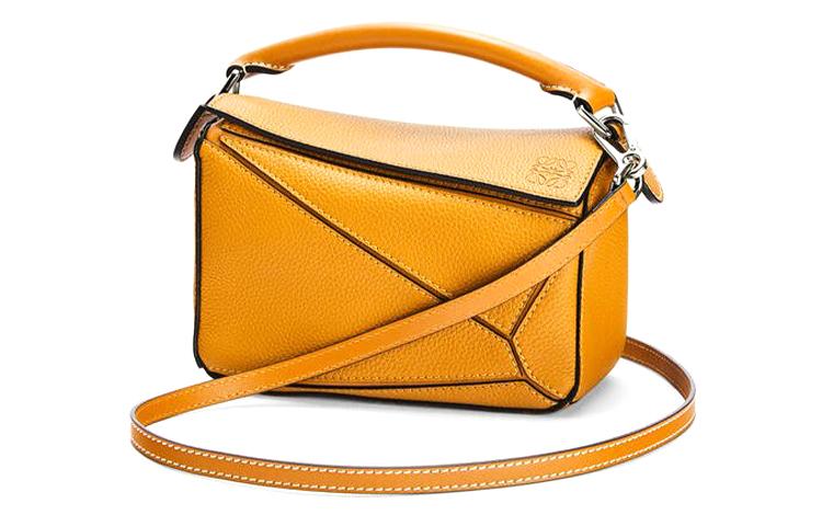 Loewe Loewe Grained Calfskin Puzzle Bag Shoulder Bag Women's Sunflower Yellow/Candy Pink