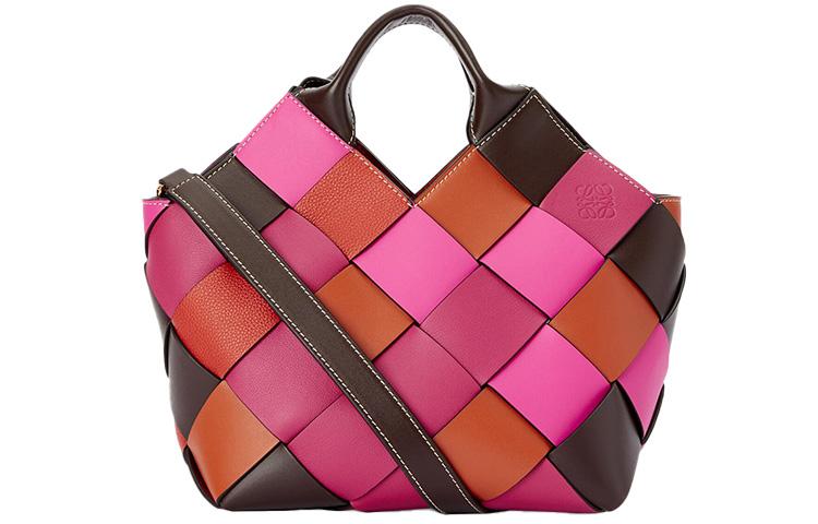 Loewe Loewe Surplus Calfskin Basket Bag Woven Bag Handbag Shoulder Bag Crossbody Bag Small Size Women's Orange/Pink