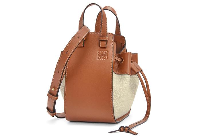 Loewe Loewe Hammock Jacquard With Calfskin Hammock Bag Handbag Shoulder Bag Crossbody Bag Mini Women's Beige & Brown