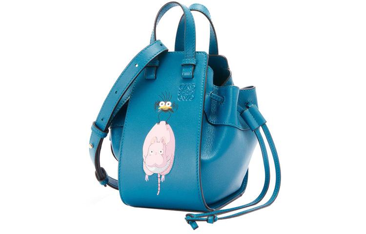 Loewe Loewe Calfskin Drawstring Bag Portable Crossbody Bag Shoulder Bag Mini Unisex Lagoon Blue