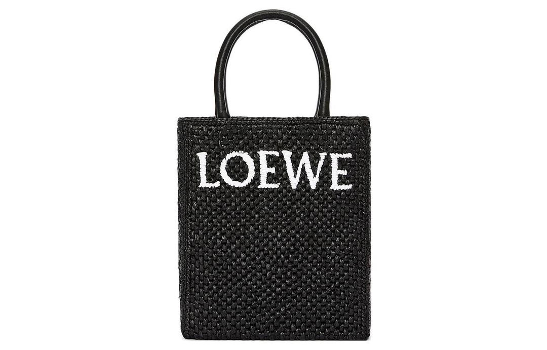 Loewe Loewe Raffia Fiber Handbag Regular Women's Black/White