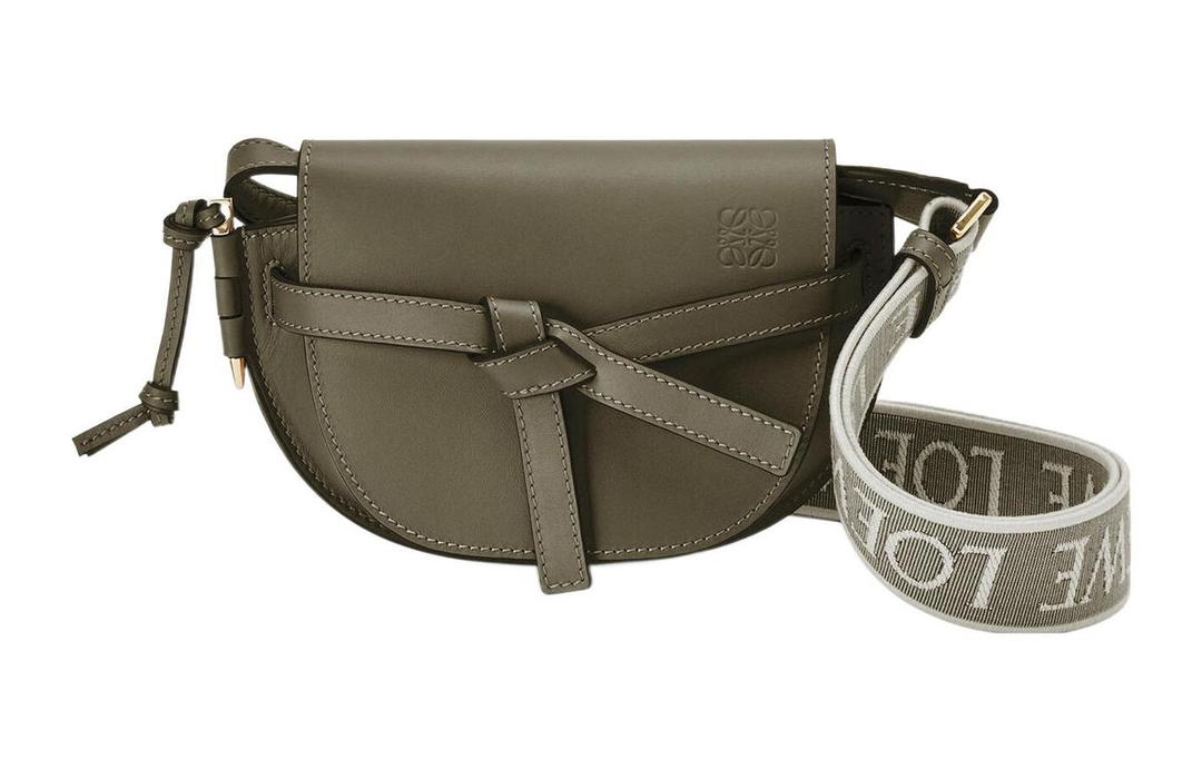 Loewe LOEWE Mini Gate Dual Bag In Soft Calfskin And Jacquard Autumn Green