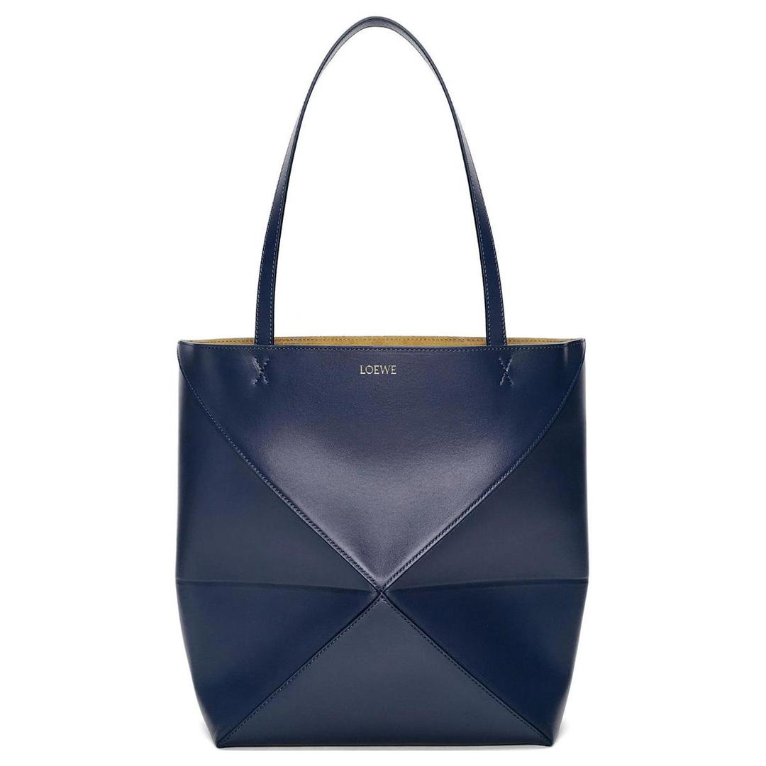 Loewe Loewe Shiny Cow Leather Tote Bag, Shopping Bag, Shoulder Bag, Handbag Medium Size Women's Dark Blue
