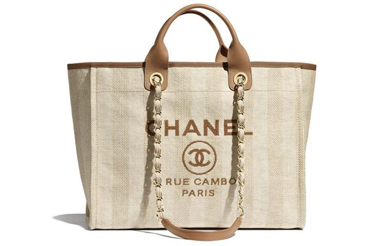 Chanel Chanel Calfskin Tote Bag Shopping Bag Shoulder Bag Handbag Women's Beige