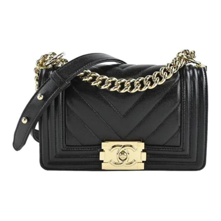 Chanel Chanel Leboy Embossed Calfskin With Grains Portable Crossbody Bag Shoulder Bag Women's Black