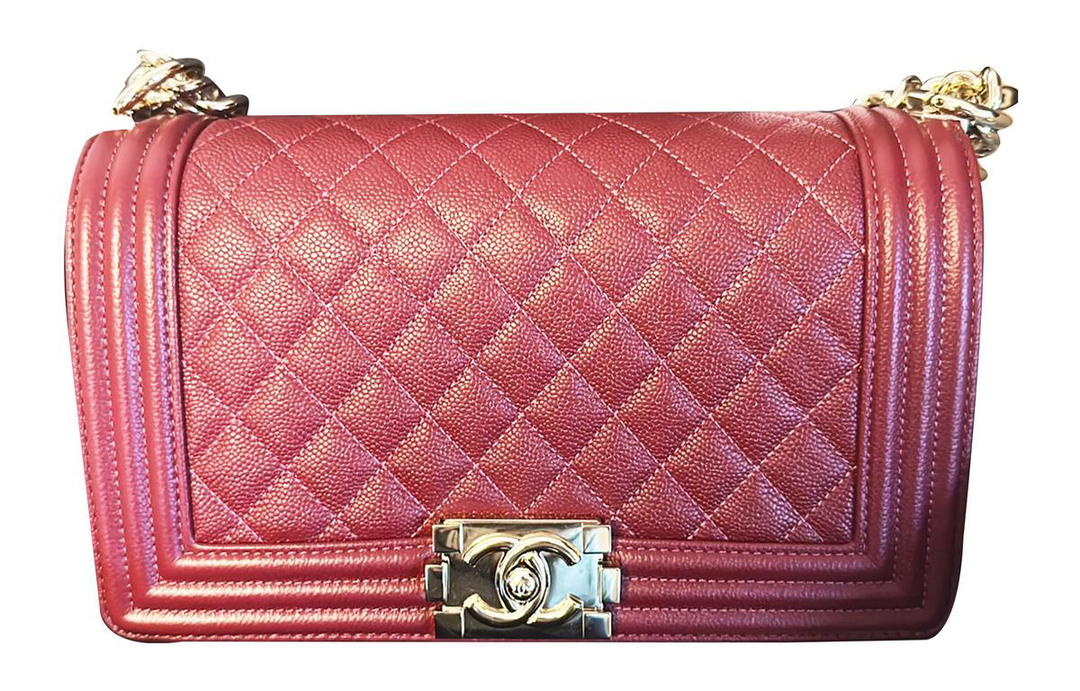 Chanel Chanel Calfskin Diamond Pattern Shoulder Bag Crossbody Bag Women's Burgundy