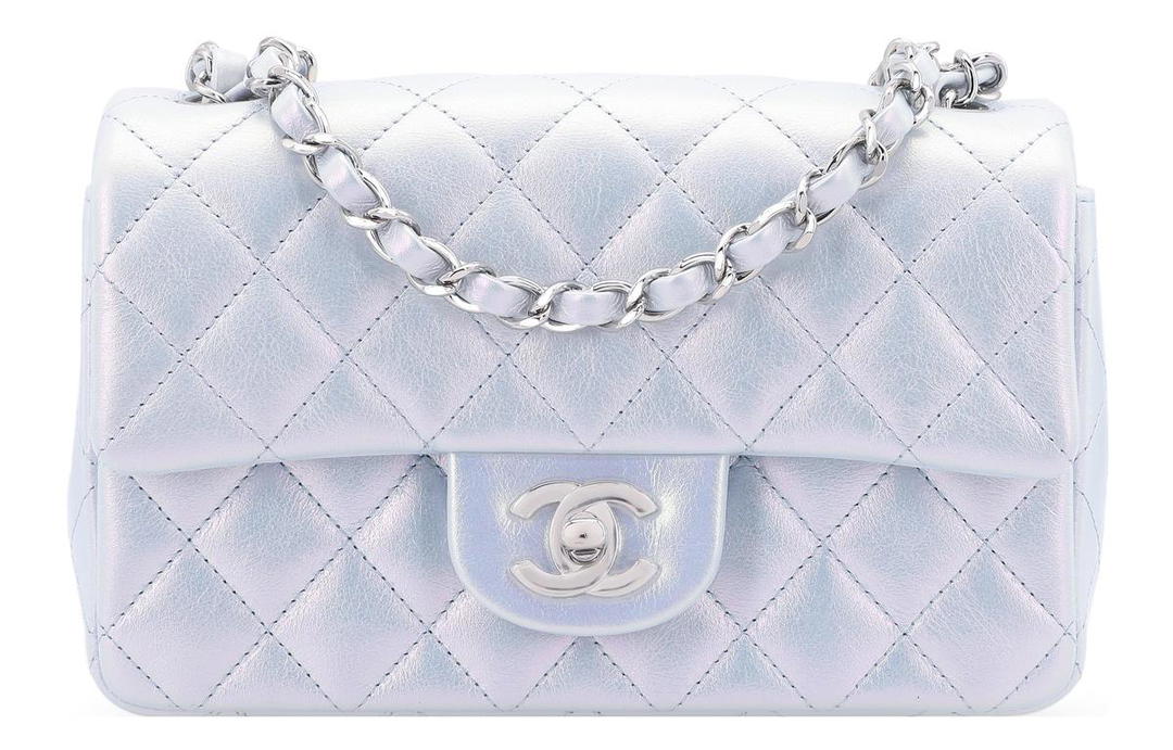 Chanel Chanel Calfskin Mouth Cover Bag Crossbody Bag Mini Women's Iridescent Blue