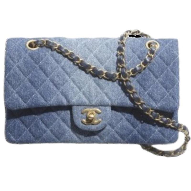 Chanel Chanel Classic Flap CF Washed Denim Shoulder Bag Crossbody Bag Mini Women's Blue Denim Gradient