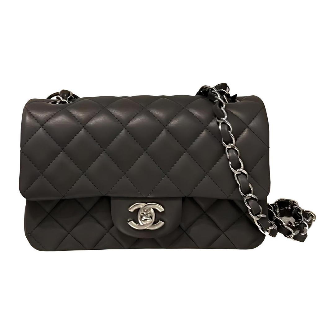 Chanel Chanel Classic Flap CF Sheepskin Mouth Cover Bag Crossbody Bag Mini Women's Dark Gray