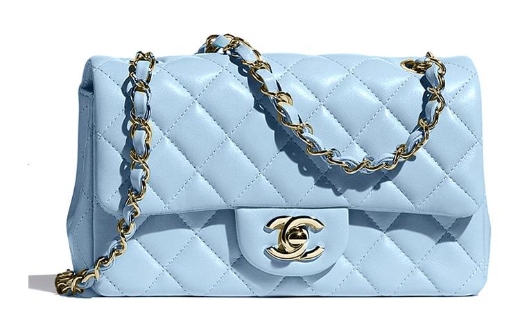 Chanel Chanel Classic Flap CF Lambskin With Metal Shoulder Bag Crossbody Bag Mini Women's Babyblue Sky Blue