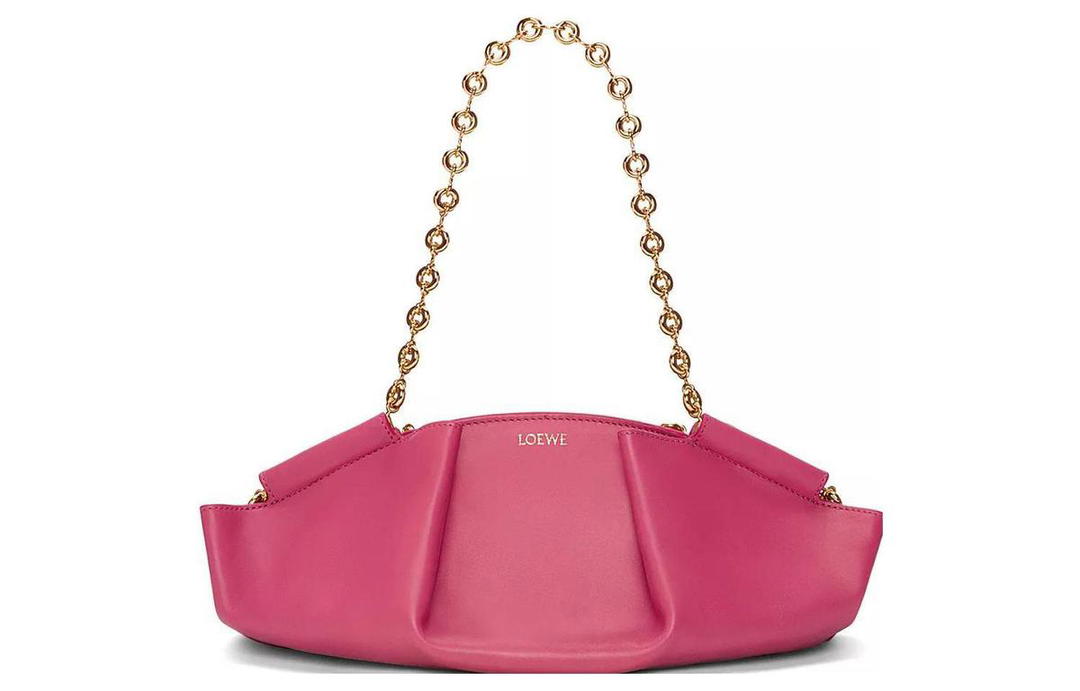 Loewe Loewe Shiny Nappa Cow Leather Dumpling Bag Shoulder Bag Crossbody Bag Handbag Small Size Women's Rose Red