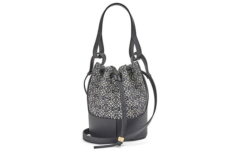 Loewe Loewe Balloon Calfskin With Canvas Bucket Bag, Portable Crossbody Bag, Shoulder Bag Women's Marine Blue & Black
