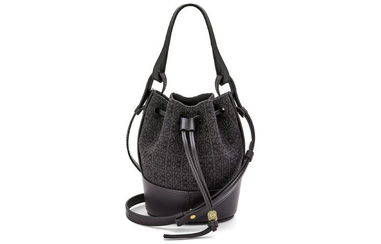 Loewe Loewe Balloon Jacquard Fabric With Cow Leather Portable Crossbody Bag Shoulder Bag Women's Black