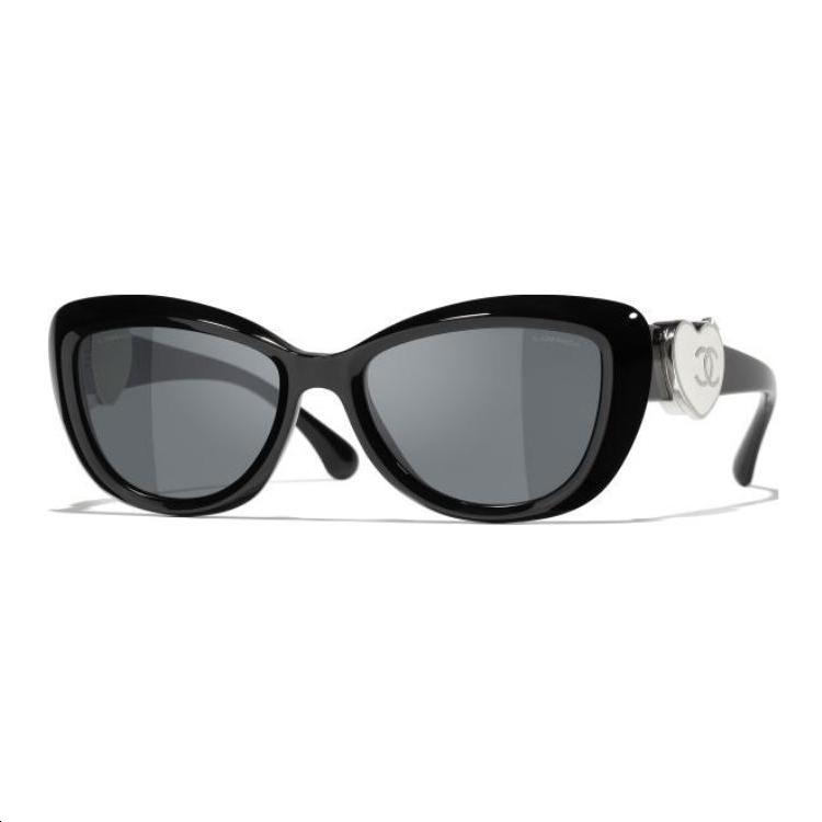 Chanel Chanel Acetate Cat Eye Sunglasses Unisex Black