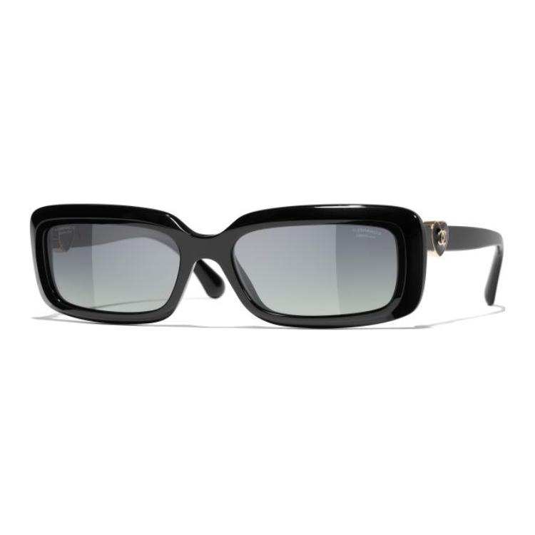 Chanel Chanel Acetate Rectangular Sunglasses Unisex Black