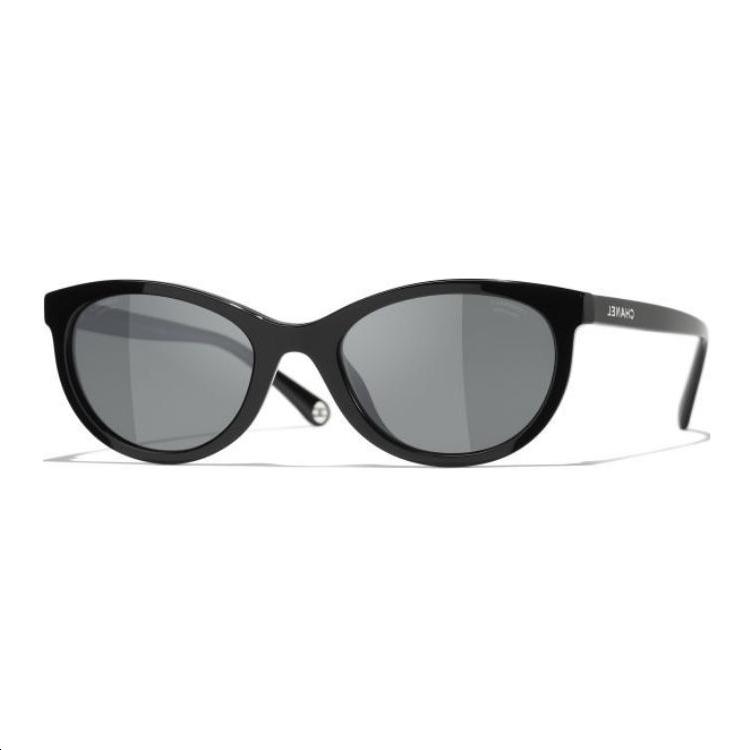 Chanel Chanel Acetate Cat Eye Sunglasses Unisex Black