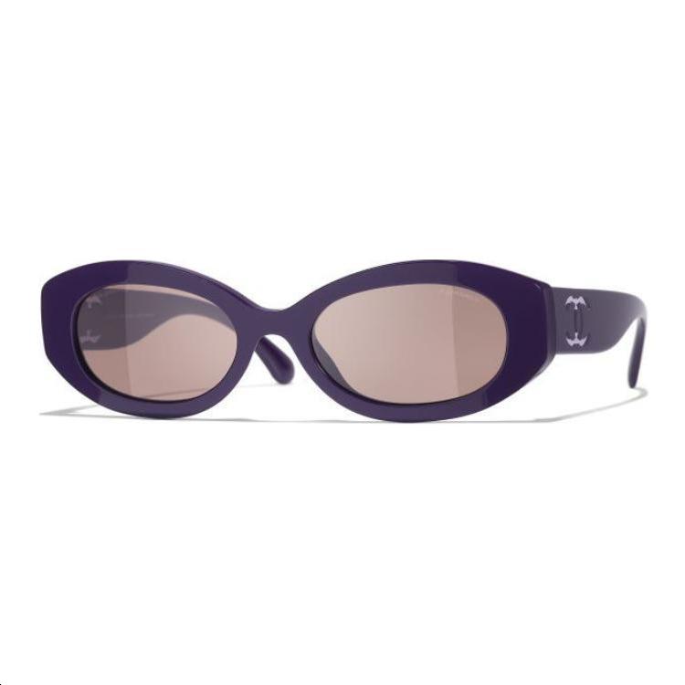 Chanel Chanel Nylon Acetate Oval Sunglasses Unisex Purple