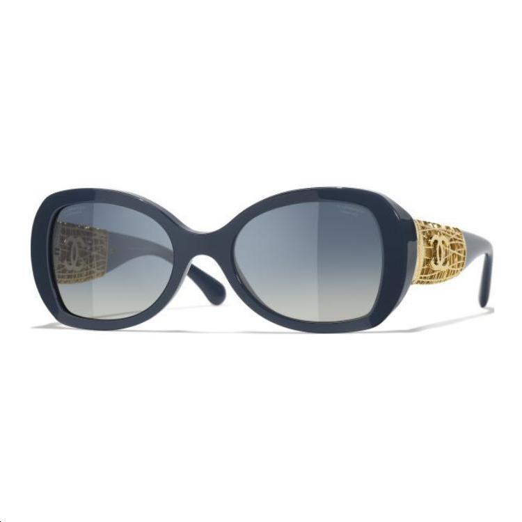 Chanel Chanel Resin Metal Butterfly Sunglasses Unisex Blue