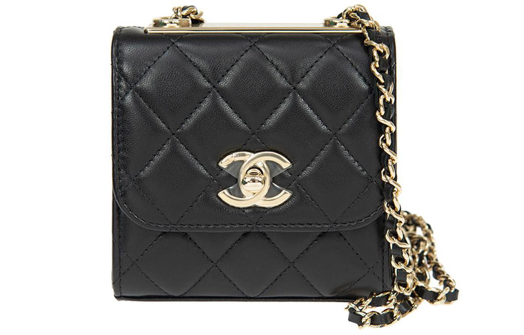 Chanel Chanel Trendy Cc Sheepskin Messenger Bag Shoulder Bag Crossbody Bag Mini Women's Black