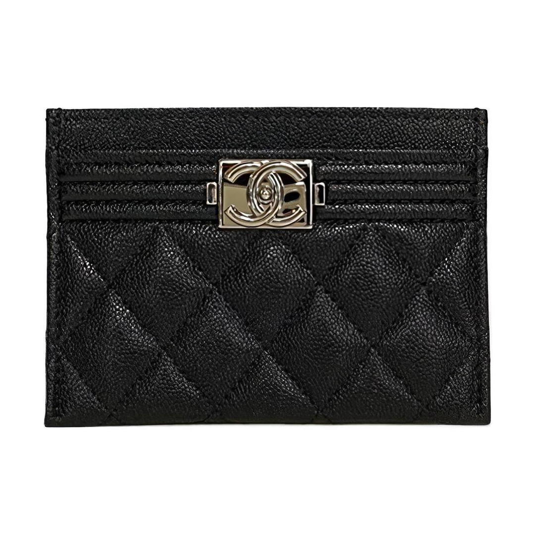 Chanel Chanel LEBOY Cow Leather Card Holder Women's Black