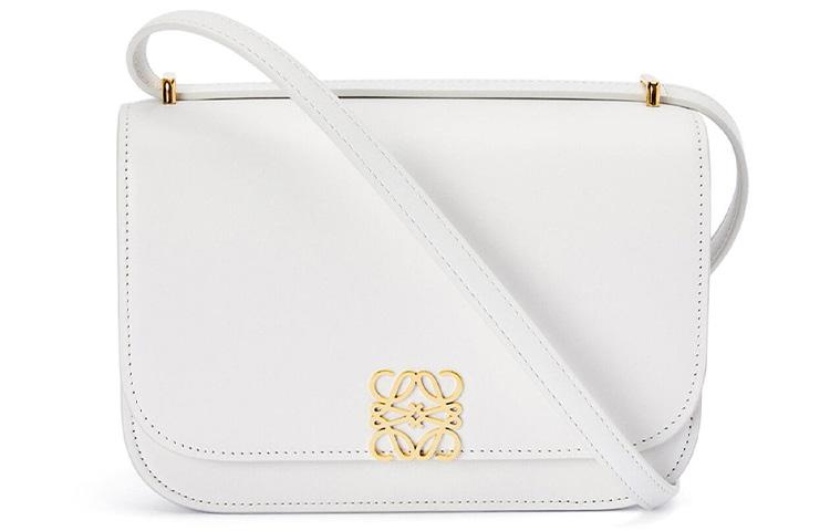 Loewe Loewe Goya Silk Calfskin Small Square Bag Shoulder Bag Crossbody Bag Small Size Women's Cotton White