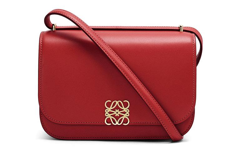 Loewe Loewe Goya Silk Calfskin One Shoulder Crossbody Clutches Small Size Women's Red