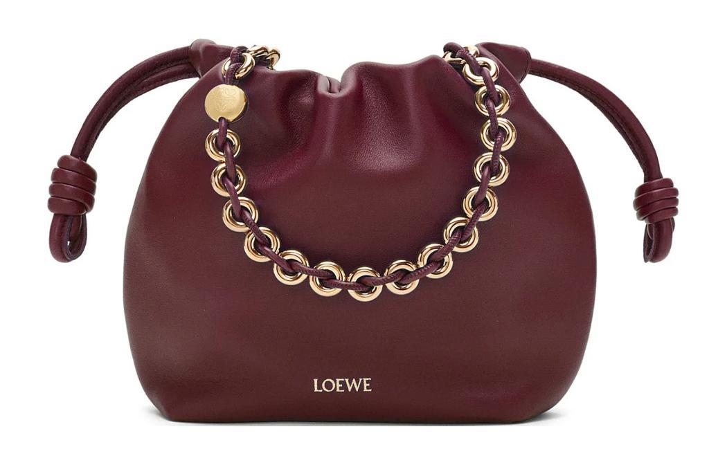 Loewe Loewe Flamenco Nappa Sheep Leather One Shoulder Crossbody Clutches Mini Women's Deep Burgundy Red